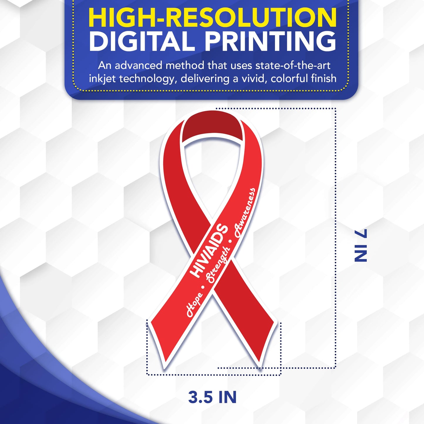 Magnet Me Up HIV/AIDS Awareness Ribbon Car Magnet, 3.5"x7" Red Ribbon Magnetic Decal for Car, Truck and SUV, Gift with Hope, Strength for Automotive Accessory, UV Printed, Vinyl, Crafted in USA