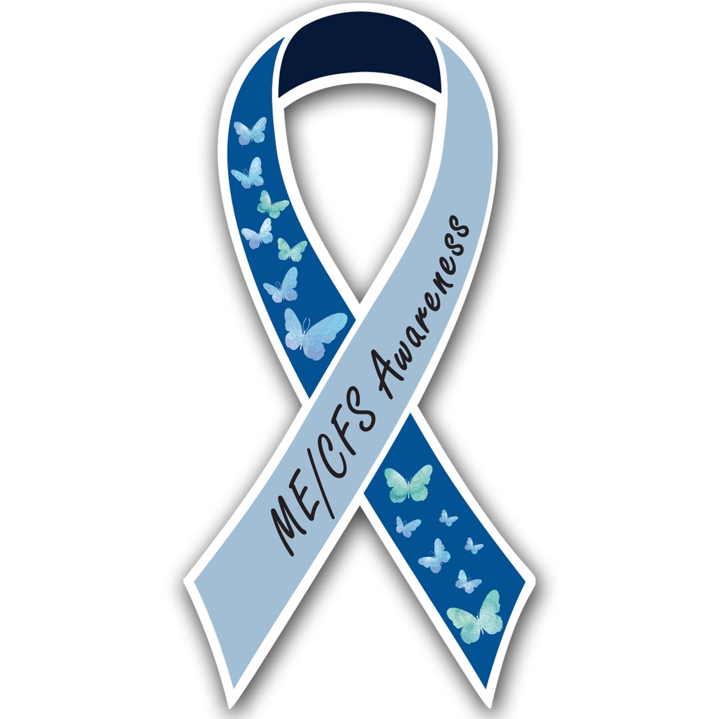 Magnet Me Up ME/CFS Awareness Ribbon Car Magnet, 3.5"x7" Blue Butterfly Magnetic Decal for Cars, Trucks and SUVs, Myalgic Encephalomyelitis Chronic Fatigue Syndrome Accessory, Crafted in USA