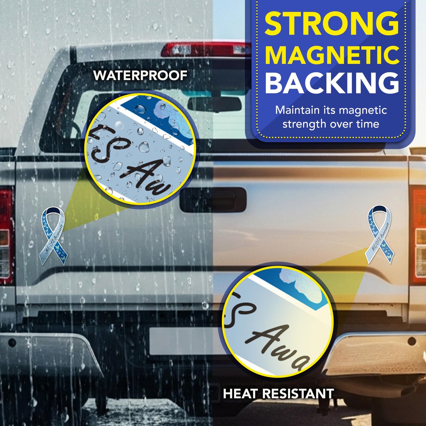 Magnet Me Up ME/CFS Awareness Ribbon Car Magnet, 3.5"x7" Blue Butterfly Magnetic Decal for Cars, Trucks and SUVs, Myalgic Encephalomyelitis Chronic Fatigue Syndrome Accessory, Crafted in USA