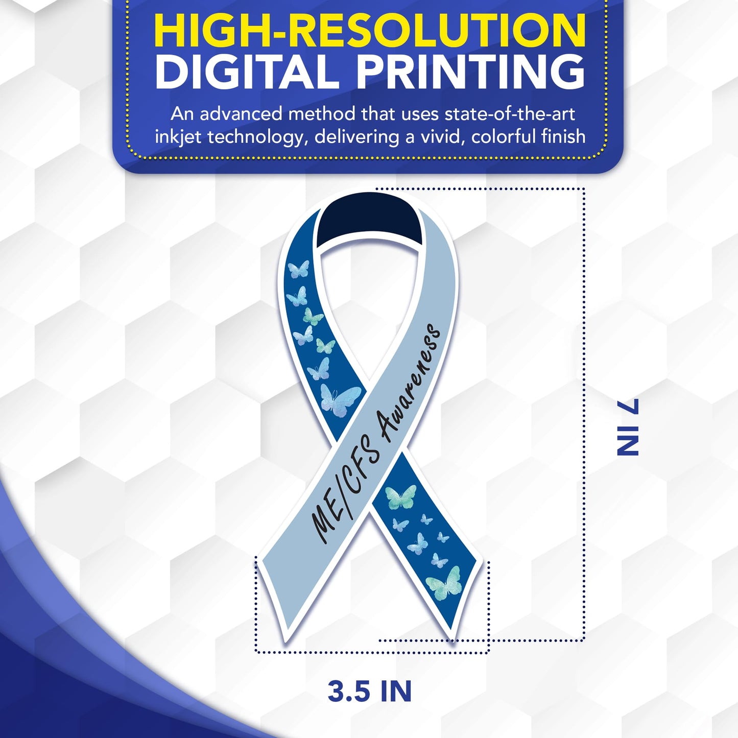 Magnet Me Up ME/CFS Awareness Ribbon Car Magnet, 3.5"x7" Blue Butterfly Magnetic Decal for Cars, Trucks and SUVs, Myalgic Encephalomyelitis Chronic Fatigue Syndrome Accessory, Crafted in USA