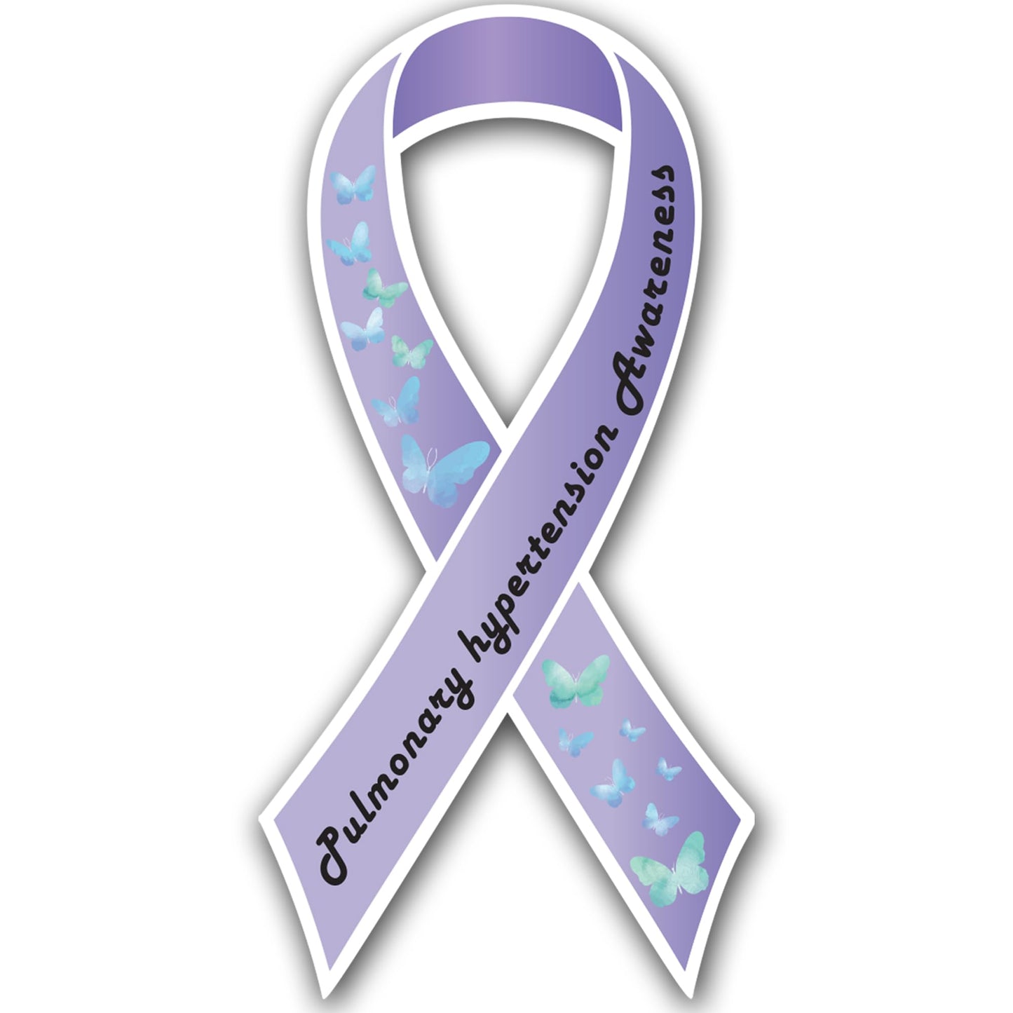 Magnet Me Up Pulmonary Hypertension Awareness Ribbon Car Magnet, 3.5"x7" Lavender Butterfly Magnetic Decal for Vehicles, Refrigerators PH Automotive Accessory Gift for Support, Crafted in USA