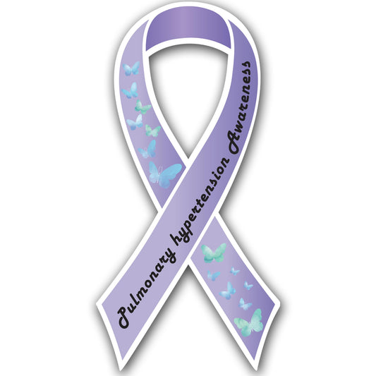 Magnet Me Up Pulmonary Hypertension Awareness Ribbon Car Magnet, 3.5"x7" Lavender Butterfly Magnetic Decal for Vehicles, Refrigerators PH Automotive Accessory Gift for Support, Crafted in USA