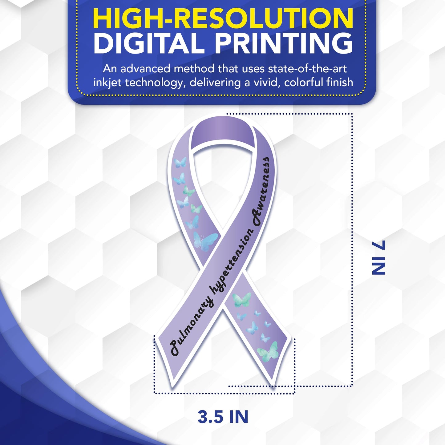 Magnet Me Up Pulmonary Hypertension Awareness Ribbon Car Magnet, 3.5"x7" Lavender Butterfly Magnetic Decal for Vehicles, Refrigerators PH Automotive Accessory Gift for Support, Crafted in USA