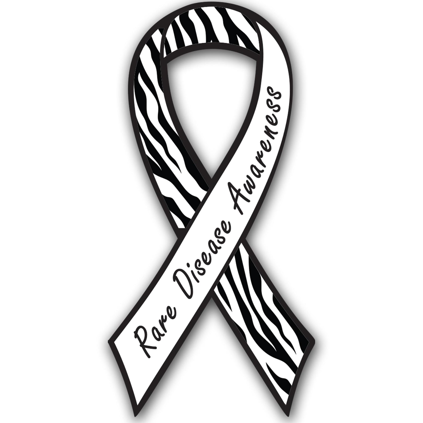 Magnet Me Up Rare Disease Awareness Ribbon Car Magnet, 3.5"x7" Zebra Print Magnetic Decal for Vehicles, Refrigerators, & Lockers, Automotive Accessory Gift for Support, Vinyl, Crafted in USA