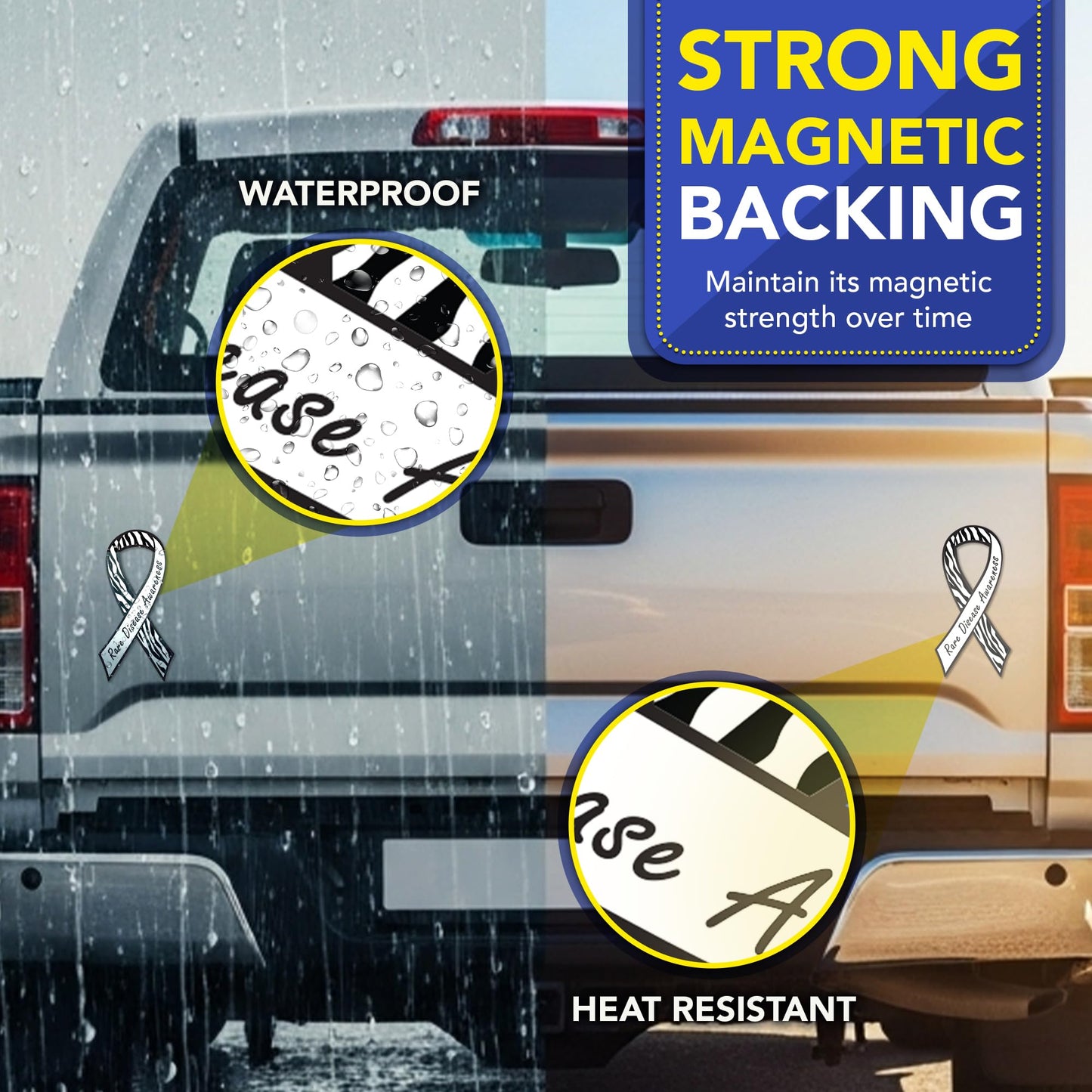 Magnet Me Up Rare Disease Awareness Ribbon Car Magnet, 3.5"x7" Zebra Print Magnetic Decal for Vehicles, Refrigerators, & Lockers, Automotive Accessory Gift for Support, Vinyl, Crafted in USA