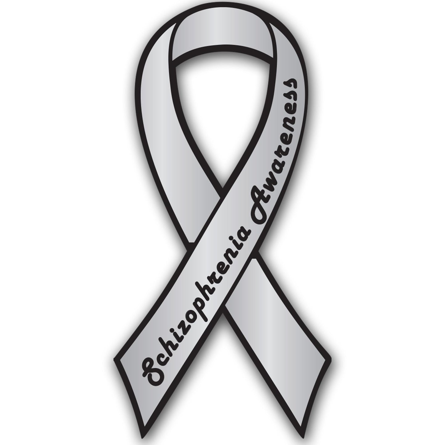 Magnet Me Up Schizophrenia Awareness Ribbon Car Magnet, 3.5"x7" Silver Mental Health Magnetic Decal for Car, Truck, SUV, Automotive Gift Accessory for Support, UV Printed Vinyl, Crafted in USA