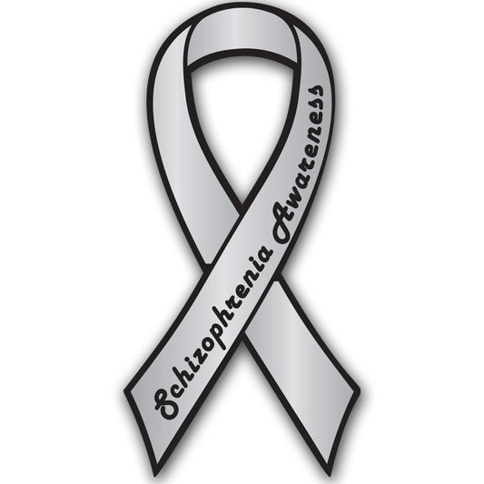 Magnet Me Up Schizophrenia Awareness Ribbon Car Magnet, 3.5"x7" Silver Mental Health Magnetic Decal for Car, Truck, SUV, Automotive Gift Accessory for Support, UV Printed Vinyl, Crafted in USA