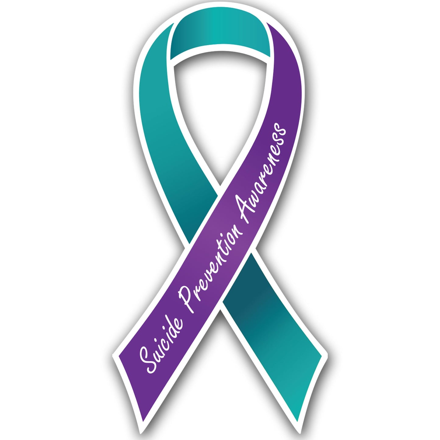 Magnet Me Up Suicide Prevention Awareness Ribbon Car Magnet, 3.5"x7" Teal and Purple Magnetic Decal for Car, Truck and SUV, Automotive Gift Accessory for Support, UV Printed Vinyl, Crafted in USA