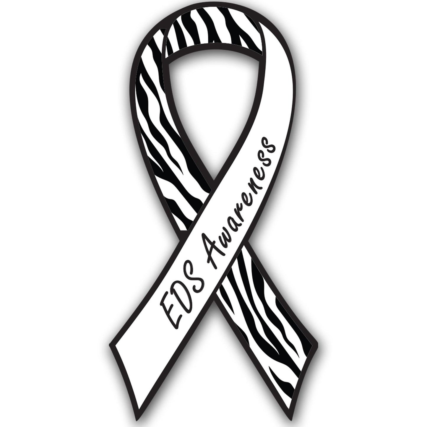 Magnet Me Up Ehlers-Danlos Syndrome (EDS) Awareness Car Magnet, 3.5"x7" Zebra Print Ribbon Magnetic Decal for Cars, Trucks and SUVs, EDS Support Heavy Duty Accessory, UV Printed, Crafted in USA