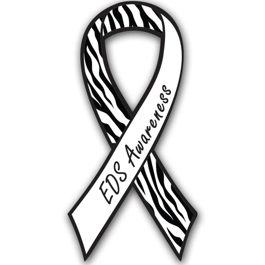 Magnet Me Up Ehlers-Danlos Syndrome (EDS) Awareness Car Magnet, 3.5"x7" Zebra Print Ribbon Magnetic Decal for Cars, Trucks and SUVs, EDS Support Heavy Duty Accessory, UV Printed, Crafted in USA