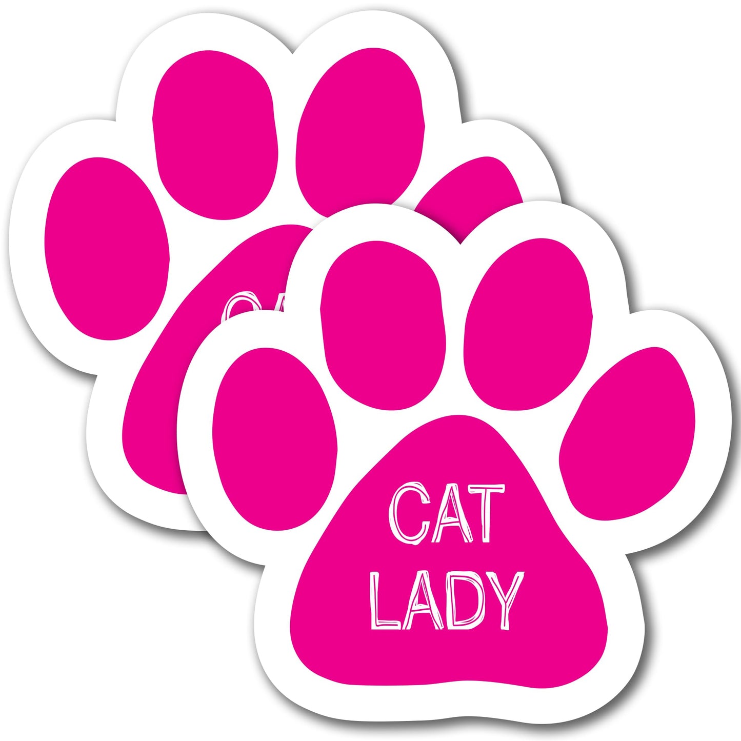 Magnet Me Up Cat Lady Pink Pawprint Magnet Decal, 5 Inch, 2 Pack, Heavy Duty Automotive Accessory, Magnet for Cars, Trucks and SUVs, UV-Printed, Vinyl, Crafted in USA