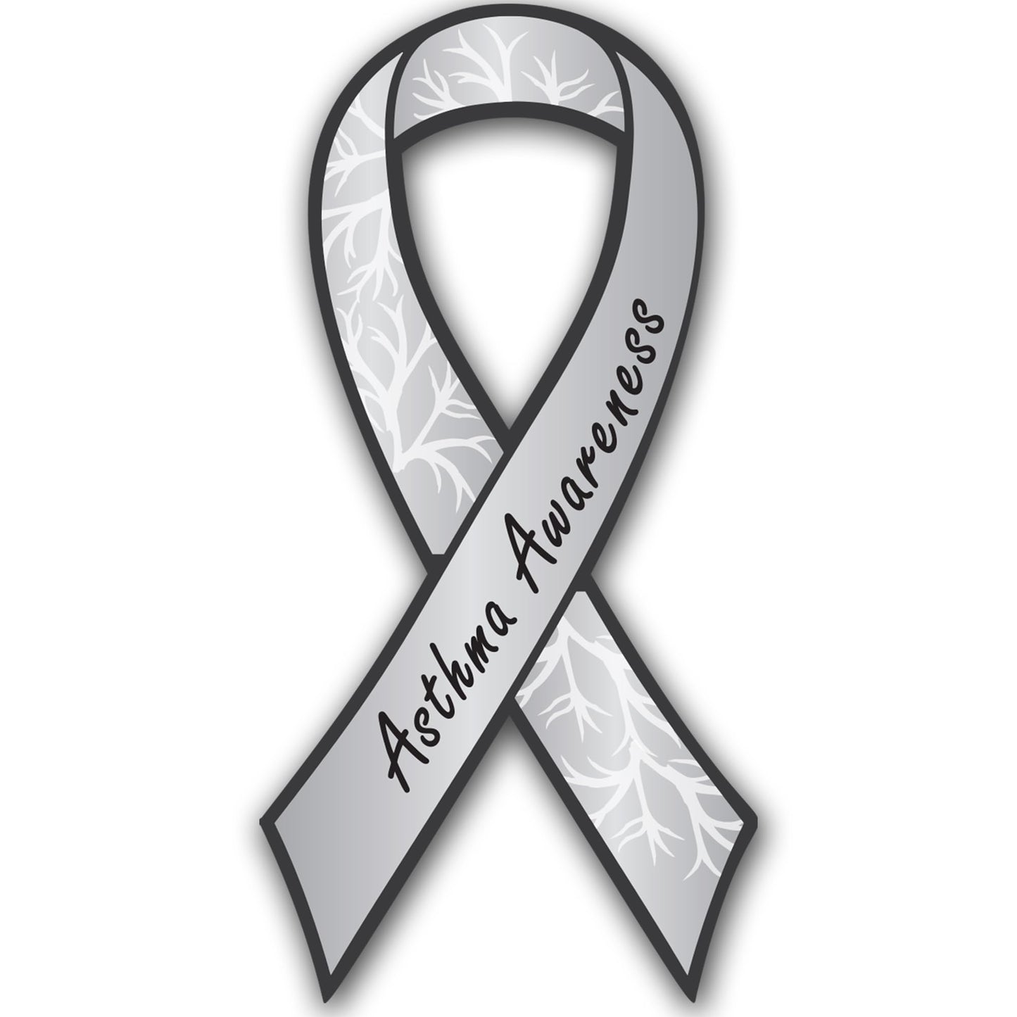 Magnet Me Up Asthma Awareness Ribbon Car Magnet, 3.5"x7" Gray Ribbon Magnetic Decal for Automotive, Asthma Support Heavy Duty Gift Accessory, Waterproof, Full Color UV Printed, Crafted in USA