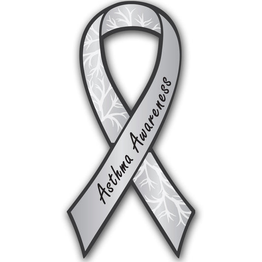 Magnet Me Up Asthma Awareness Ribbon Car Magnet, 3.5"x7" Gray Ribbon Magnetic Decal for Automotive, Asthma Support Heavy Duty Gift Accessory, Waterproof, Full Color UV Printed, Crafted in USA