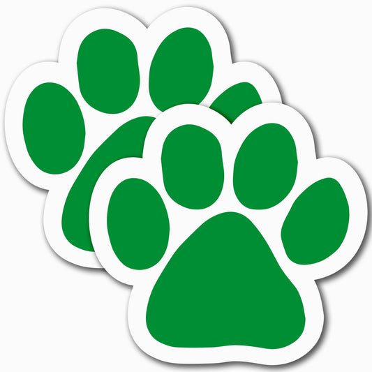 Magnet Me Up Green Pawprint Magnet Decal, 5 Inch, 2 Pack, Heavy Duty Automotive Accessory, Magnet for Cars, Trucks and SUVs, Full Color UV Printed, Vinyl, Crafted in USA