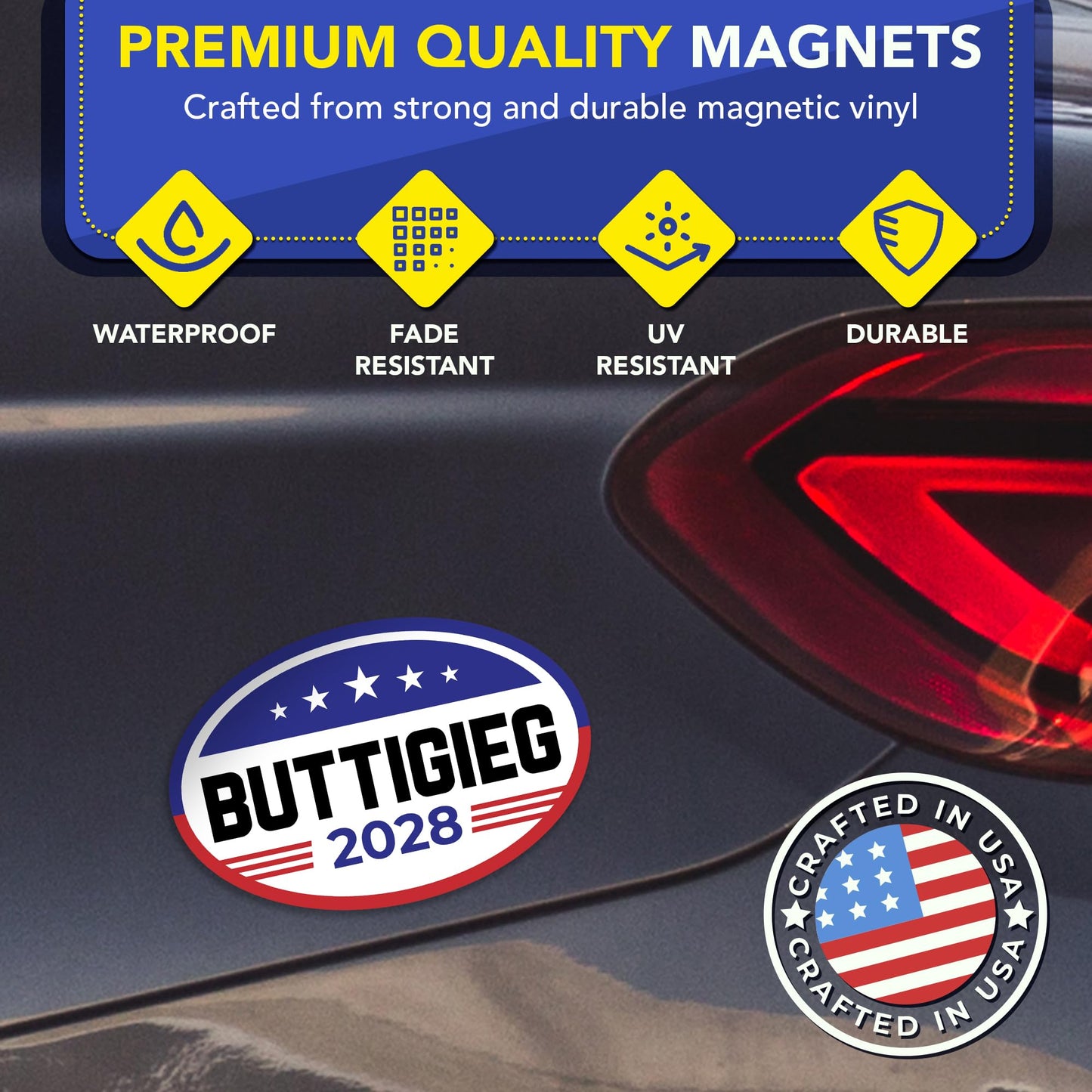 Magnet Me Up Pete Buttigieg Democrat Supporter Car Magnet, 4”x6” American Flag Oval Political Campaign Vehicle Magnet, Weatherproof UV Printed Bumper Magnet for Truck SUV Car, Made in USA