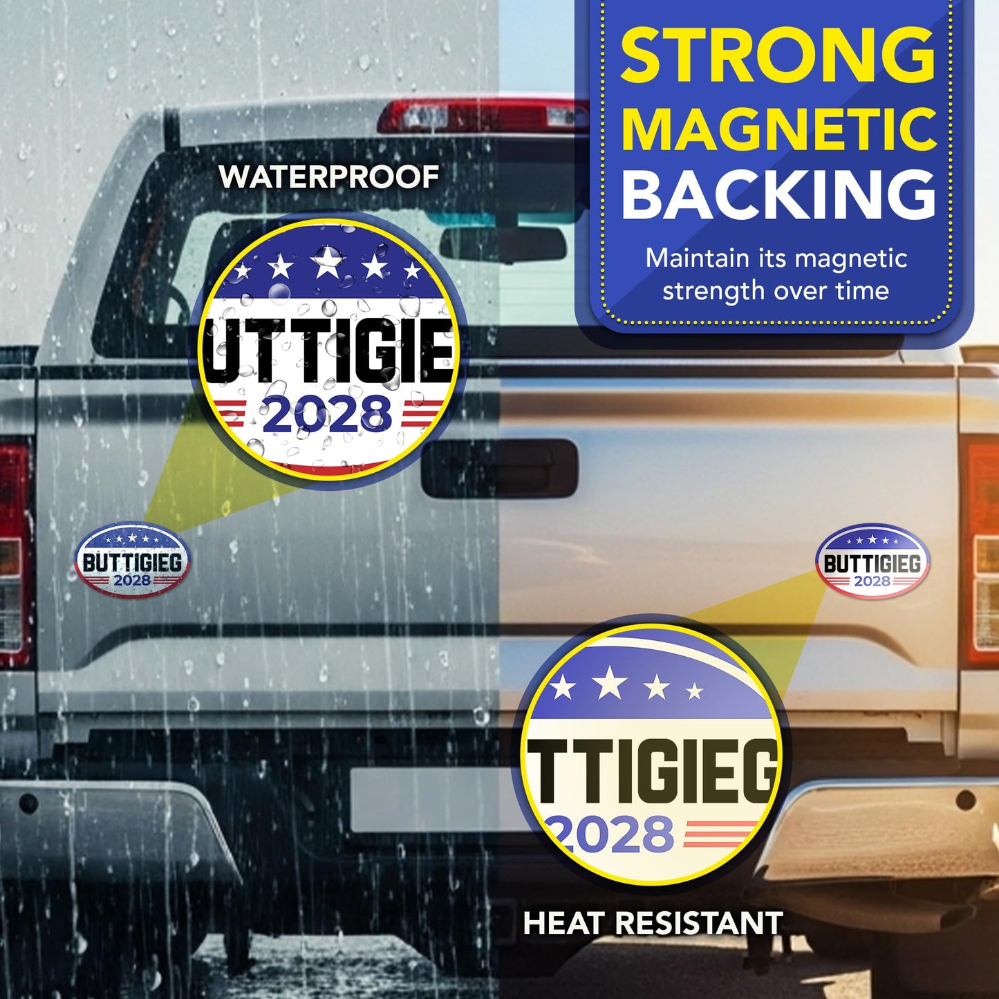 Magnet Me Up Pete Buttigieg Democrat Supporter Car Magnet, 4”x6” American Flag Oval Political Campaign Vehicle Magnet, Weatherproof UV Printed Bumper Magnet for Truck SUV Car, Made in USA