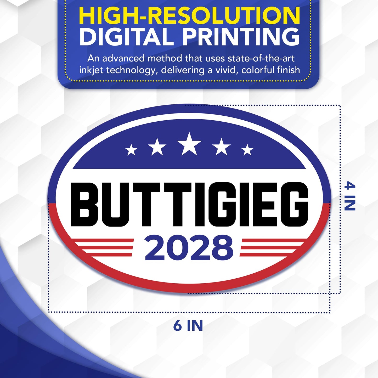 Magnet Me Up Pete Buttigieg Democrat Supporter Car Magnet, 4”x6” American Flag Oval Political Campaign Vehicle Magnet, Weatherproof UV Printed Bumper Magnet for Truck SUV Car, Made in USA