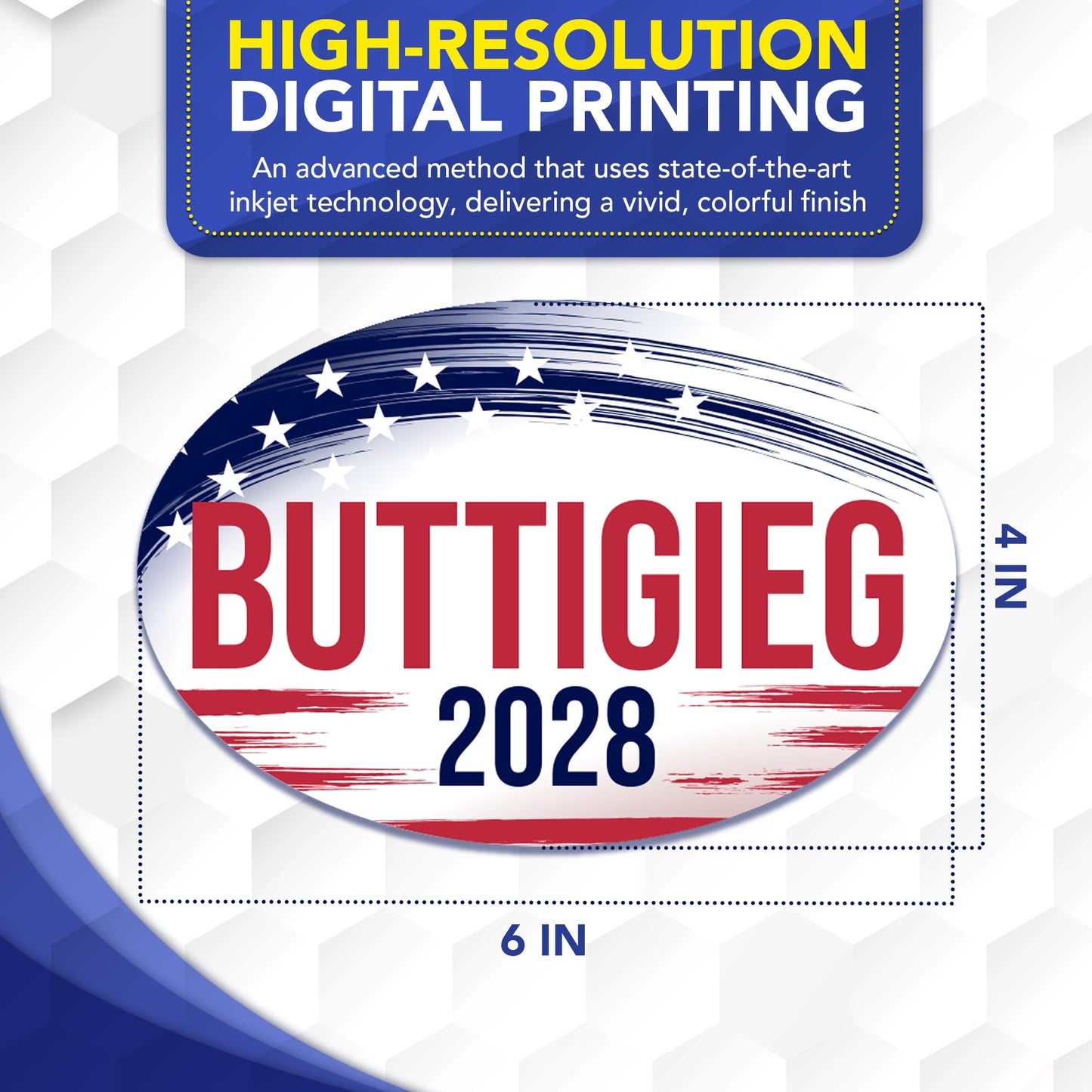 Magnet Me Up Pete Buttigieg Democrat Supporter Car Magnet, 4”x6” Brush Stroke Oval Political Campaign Vehicle Magnet, Weatherproof UV Printed Bumper Magnet for Truck SUV Car, Made in USA