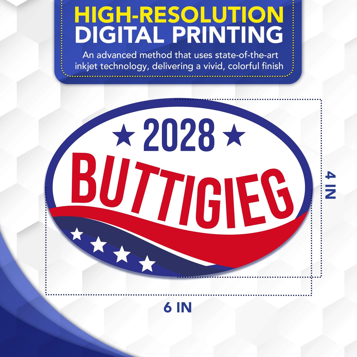 Magnet Me Up Pete Buttigieg Democrat Supporter Car Magnet, 4”x6” Patriotic Wave Oval Political Campaign Vehicle Magnet, Weatherproof UV Printed Bumper Magnet for Truck SUV Car, Made in USA