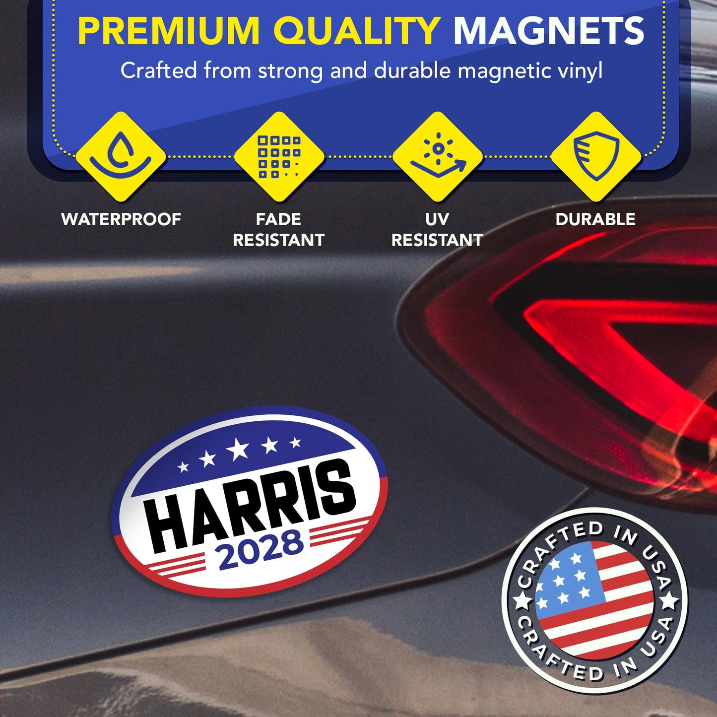 Magnet Me Up Kamala Harris Democrat Supporter Car Magnet 4"x6" American Flag Oval Political Campaign Bumper Magnetic Decal for Cars, Trucks and SUVs, UV Printed, Crafted in USA