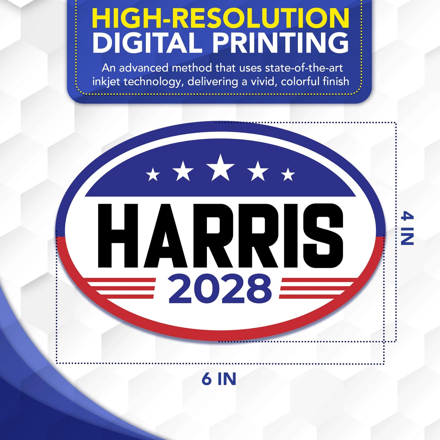 Magnet Me Up Kamala Harris Democrat Supporter Car Magnet 4"x6" American Flag Oval Political Campaign Bumper Magnetic Decal for Cars, Trucks and SUVs, UV Printed, Crafted in USA