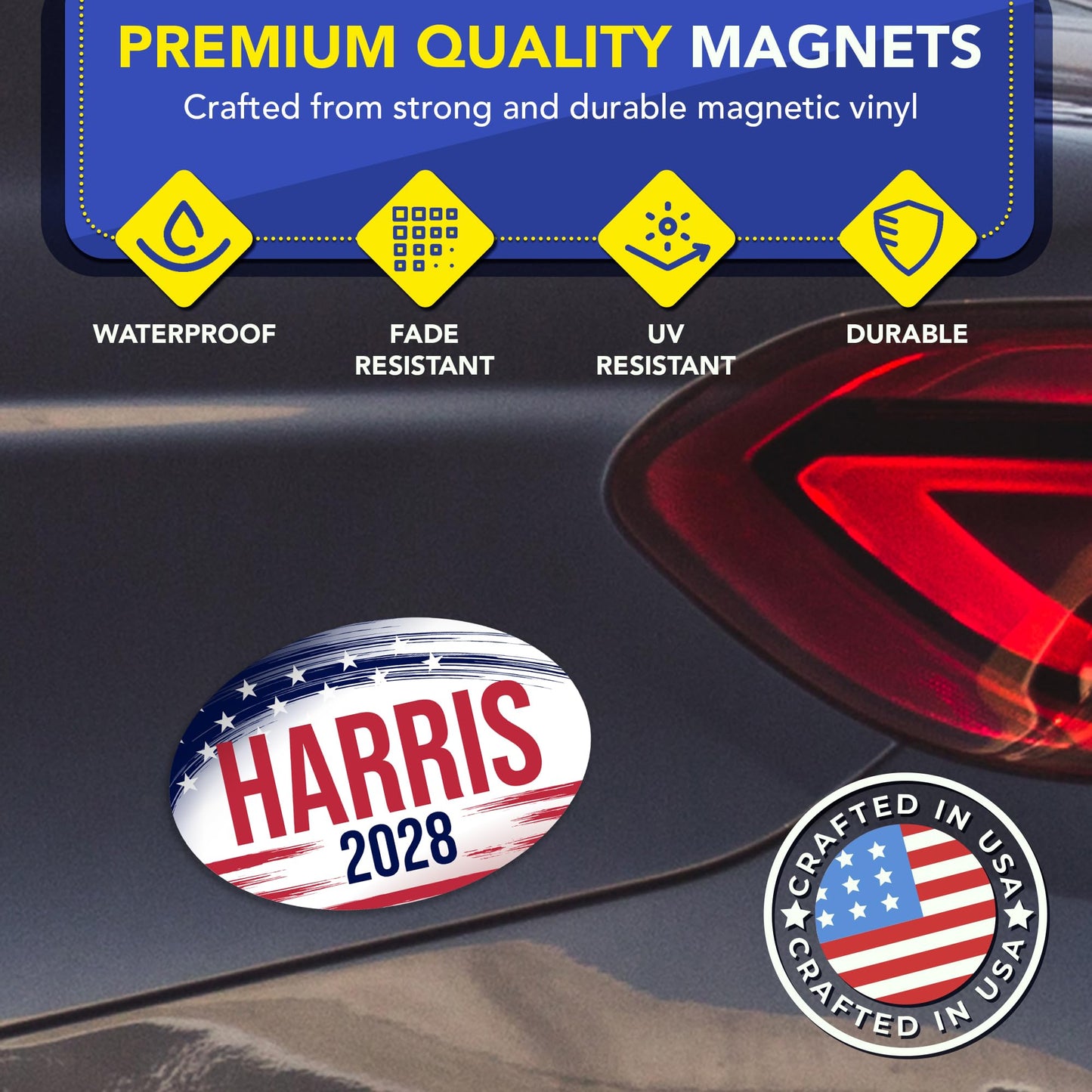 Magnet Me Up Kamala Harris Democrat Supporter Car Magnet 4"x6" Brush Stroke Oval Political Campaign Bumper Magnetic Decal for Cars, Trucks and SUVs, UV Printed, Crafted in USA