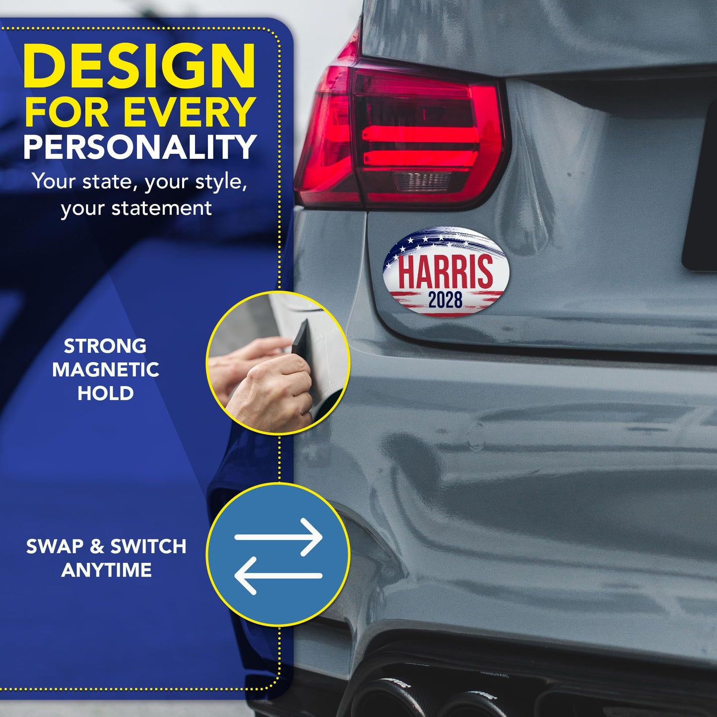 Magnet Me Up Kamala Harris Democrat Supporter Car Magnet 4"x6" Brush Stroke Oval Political Campaign Bumper Magnetic Decal for Cars, Trucks and SUVs, UV Printed, Crafted in USA