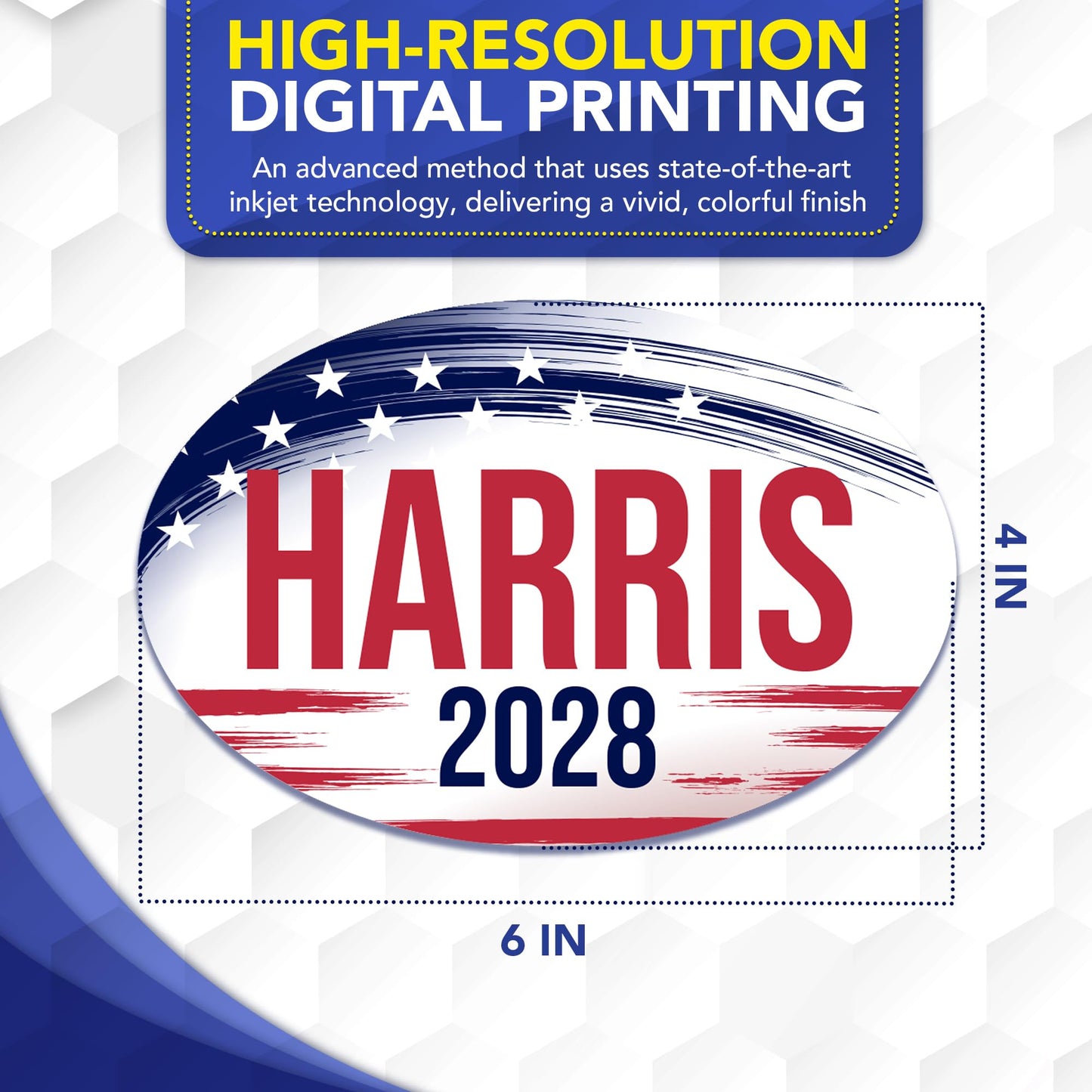 Magnet Me Up Kamala Harris Democrat Supporter Car Magnet 4"x6" Brush Stroke Oval Political Campaign Bumper Magnetic Decal for Cars, Trucks and SUVs, UV Printed, Crafted in USA