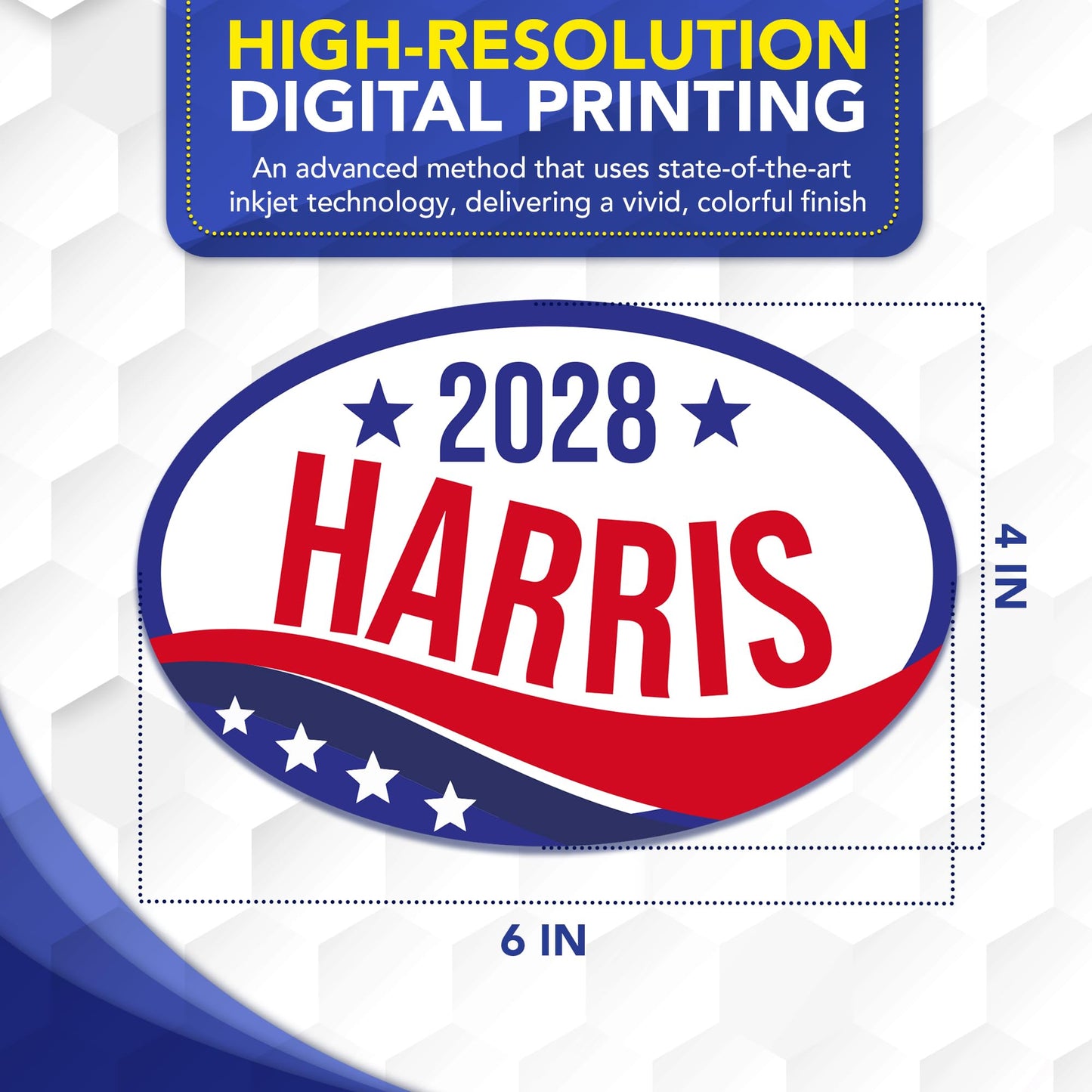 Magnet Me Up Kamala Harris Democrat Supporter Car Magnet 4"x6" Patriotic Wave Oval Political Campaign Bumper Magnetic Decal for Cars, Trucks and SUVs, UV Printed, Crafted in USA