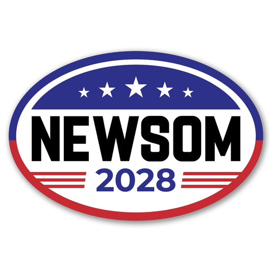 Magnet Me Up Gavin Newsom Democrat Supporter Car Magnet 4"x6" American Flag Oval Political Campaign Magnetic Decal for Cars, Trucks and SUVs, Bumper Accessory UV Printed, Crafted in USA