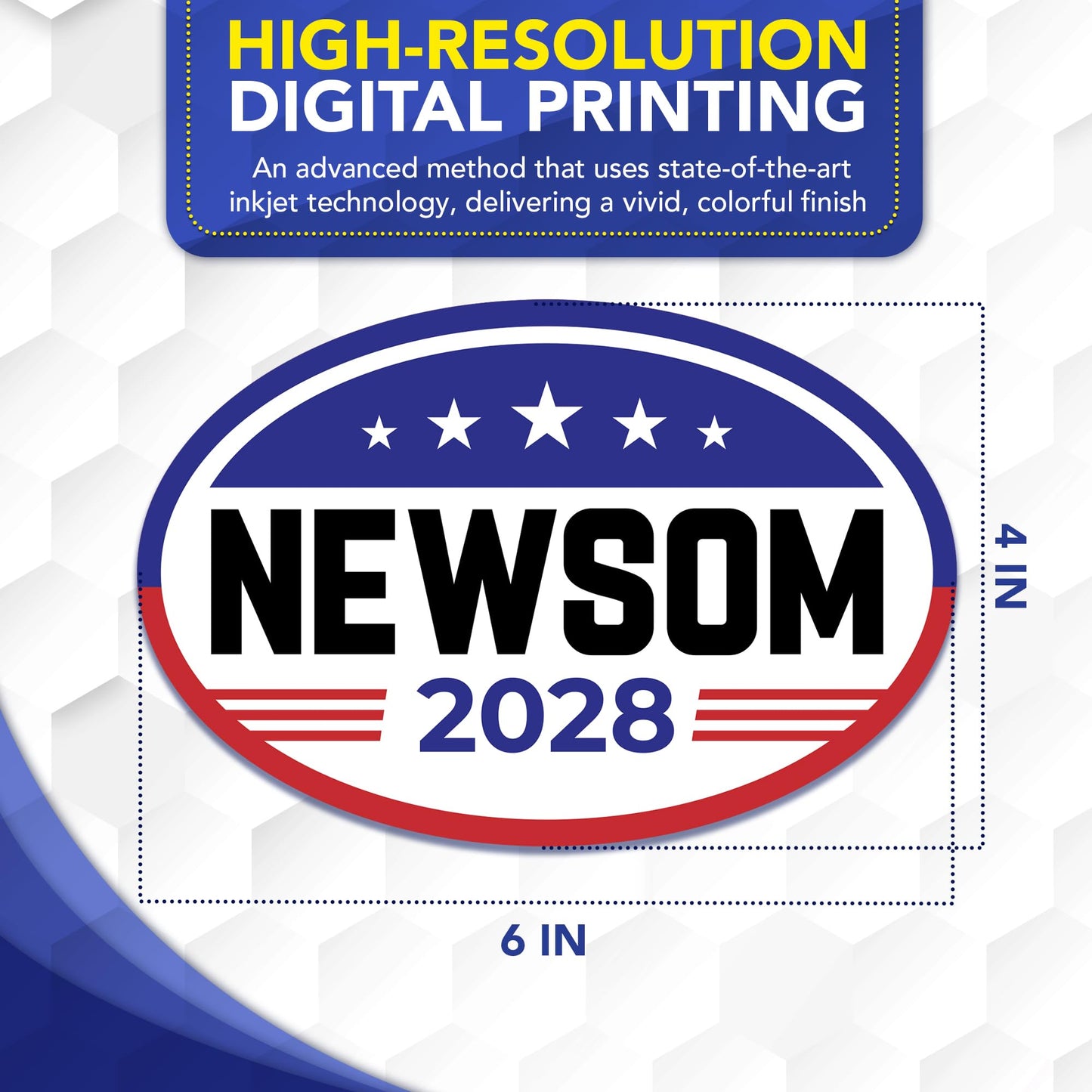 Magnet Me Up Gavin Newsom Democrat Supporter Car Magnet 4"x6" American Flag Oval Political Campaign Magnetic Decal for Cars, Trucks and SUVs, Bumper Accessory UV Printed, Crafted in USA