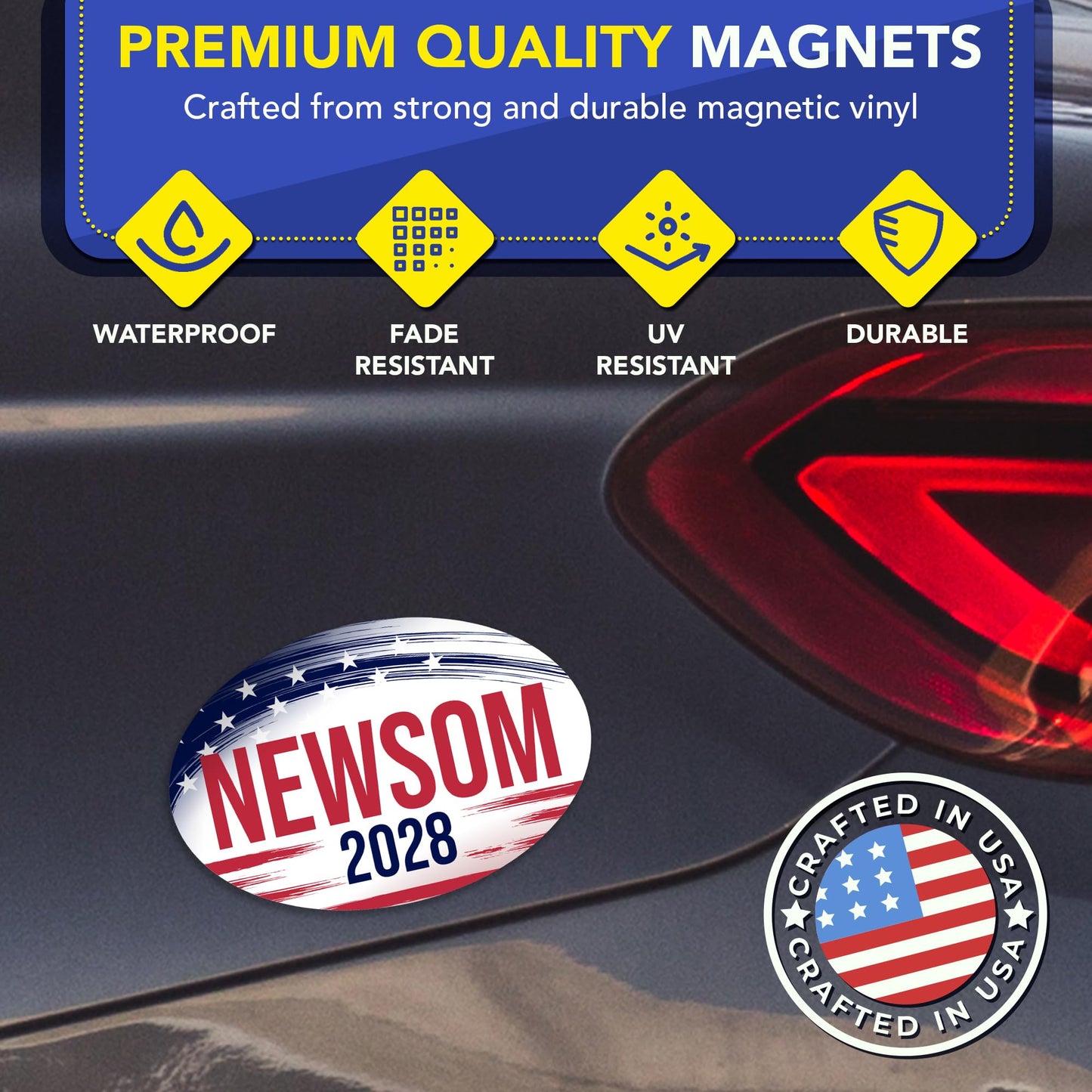 Magnet Me Up Gavin Newsom Democrat Supporter Car Magnet 4"x6" Brush Stroke Oval Political Campaign Magnetic Decal for Cars, Trucks and SUVs, Bumper Accessory UV Printed, Crafted in USA