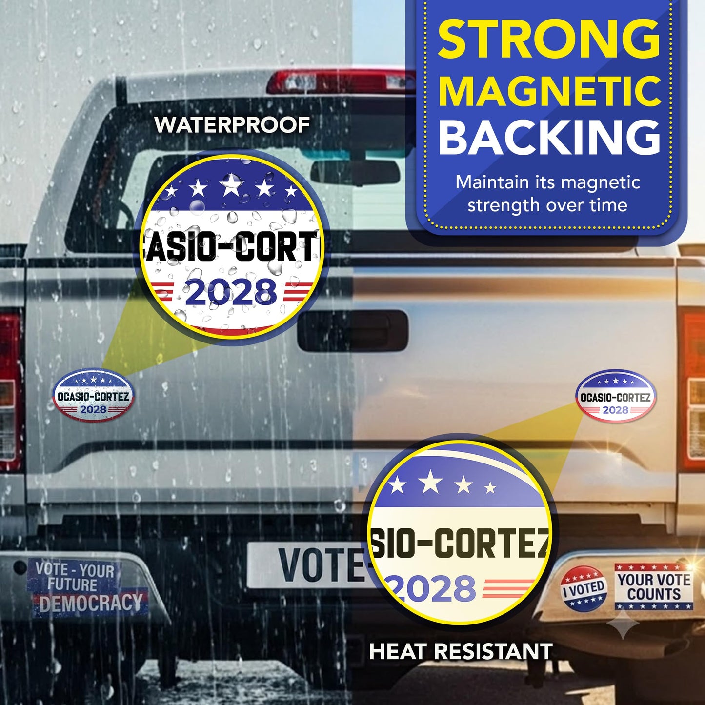 Magnet Me Up Alexandria Ocasio-Cortez Democrat Supporter Car Magnet 4"x6" American Flag Oval Political Campaign Magnetic Decal for Car, Truck, SUV, Bumper Accessory, UV Printed, Crafted in USA