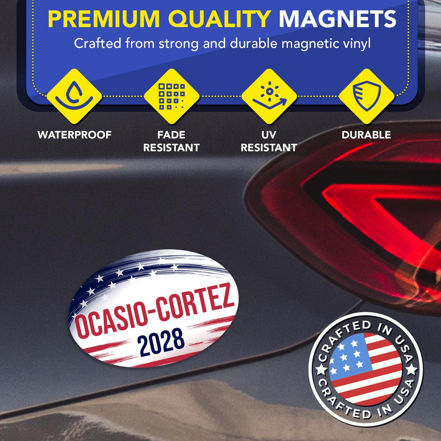 Magnet Me Up Alexandria Ocasio-Cortez Democrat Supporter Car Magnet 4"x6" Brush Stroke Oval Political Campaign Magnetic Decal for Car, Truck, SUV, Bumper Accessory, UV Printed, Crafted in USA