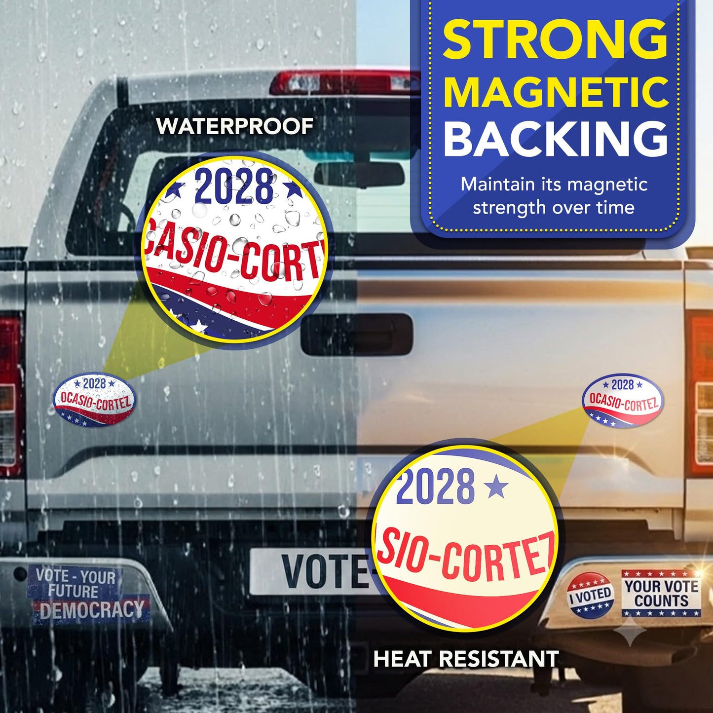 Magnet Me Up Alexandria Ocasio-Cortez Democrat Supporter Car Magnet 4"x6" Patriotic Wave Oval Political Campaign Magnetic Decal for Car, Truck, SUV, Bumper Accessory, UV Printed, Crafted in USA