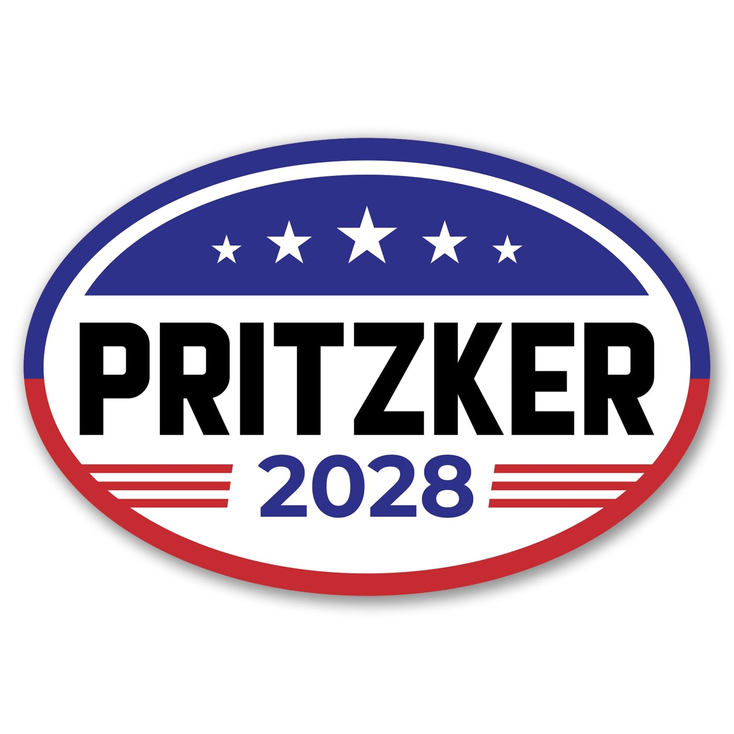 Magnet Me Up J.B. Pritzker Democrat Supporter Car Magnet 4"x6" American Flag Oval Political Campaign Magnetic Decal for Cars, Trucks and SUVs, Bumper Accessory, UV Printed, Crafted in USA