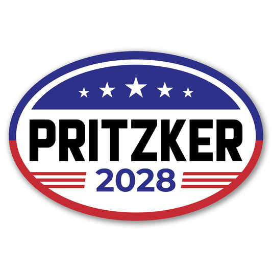 Magnet Me Up J.B. Pritzker Democrat Supporter Car Magnet 4"x6" American Flag Oval Political Campaign Magnetic Decal for Cars, Trucks and SUVs, Bumper Accessory, UV Printed, Crafted in USA