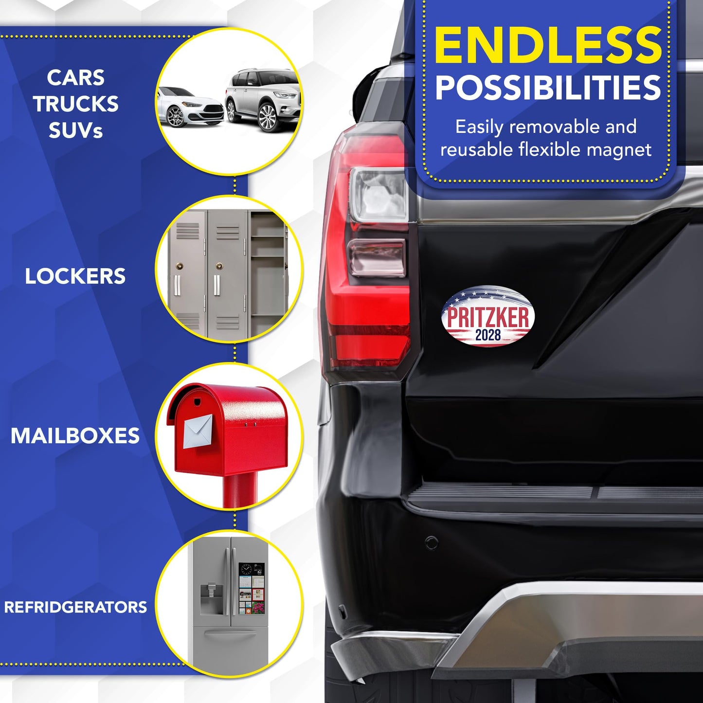 Magnet Me Up J.B. Pritzker Democrat Supporter Car Magnet 4"x6" Brush Stroke Oval Political Campaign Magnetic Decal for Cars, Trucks and SUVs, Bumper Accessory, UV Printed, Crafted in USA