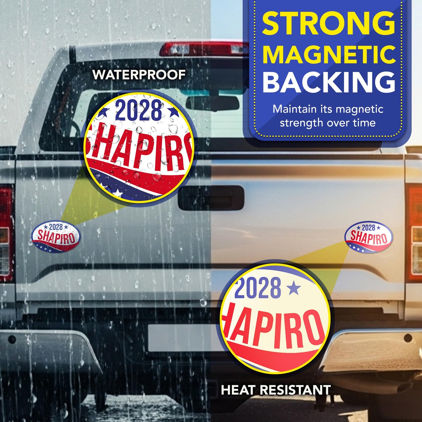 Magnet Me Up Josh Shapiro Democrat Supporter Car Magnet 4"x6" Patriotic Wave Oval Political Campaign Magnetic Decal for Car, Truck, SUV, Election Bumper Accessory, UV Printed, Crafted in USA