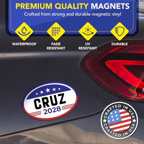 Magnet Me Up Ted Cruz Republican Supporter Car Magnet 4"x6" American Flag Oval Magnetic Decal for Cars, Trucks & SUVs, Republican Election Campaign Bumper Accessory UV Printed, Crafted in USA