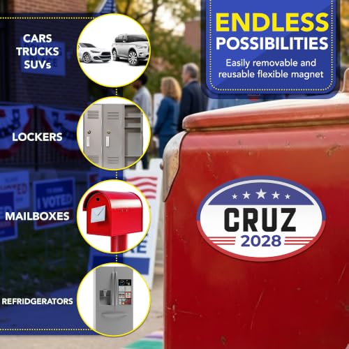 Magnet Me Up Ted Cruz Republican Supporter Car Magnet 4"x6" American Flag Oval Magnetic Decal for Cars, Trucks & SUVs, Republican Election Campaign Bumper Accessory UV Printed, Crafted in USA
