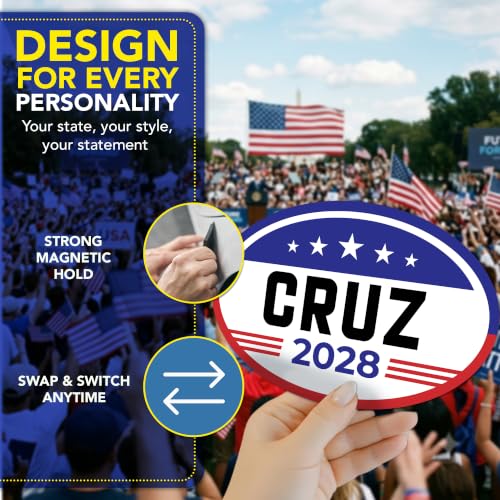 Magnet Me Up Ted Cruz Republican Supporter Car Magnet 4"x6" American Flag Oval Magnetic Decal for Cars, Trucks & SUVs, Republican Election Campaign Bumper Accessory UV Printed, Crafted in USA