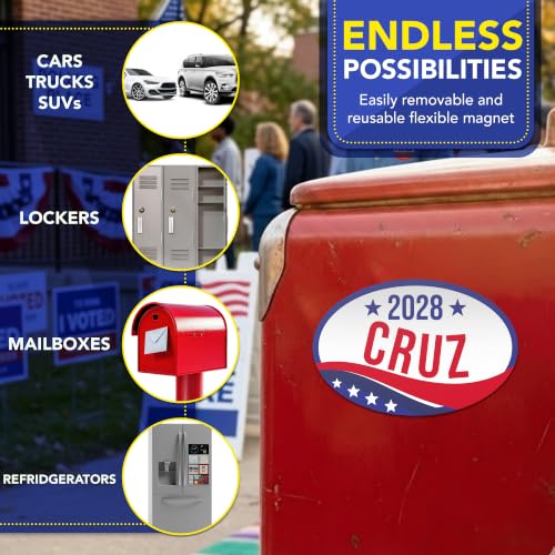 Magnet Me Up Ted Cruz Republican Supporter Car Magnet 4"x6" Patriotic Wave Oval Magnetic Decal for Cars, Trucks & SUVs, Republican Election Campaign Bumper Accessory UV Printed, Crafted in USA