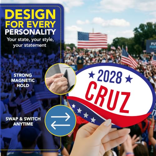 Magnet Me Up Ted Cruz Republican Supporter Car Magnet 4"x6" Patriotic Wave Oval Magnetic Decal for Cars, Trucks & SUVs, Republican Election Campaign Bumper Accessory UV Printed, Crafted in USA