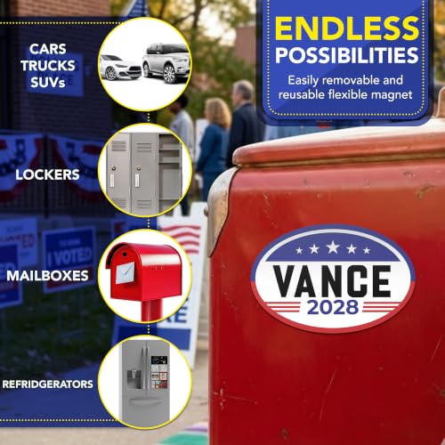 Magnet Me Up J.D. Vance Republican Supporter Car Magnet 4"x6" American Flag Oval Magnetic Decal for Car, Truck SUV, Republican Election Campaign Bumper Accessory, UV Printed, Crafted in the USA