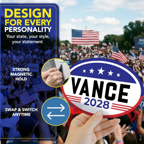 Magnet Me Up J.D. Vance Republican Supporter Car Magnet 4"x6" American Flag Oval Magnetic Decal for Car, Truck SUV, Republican Election Campaign Bumper Accessory, UV Printed, Crafted in the USA