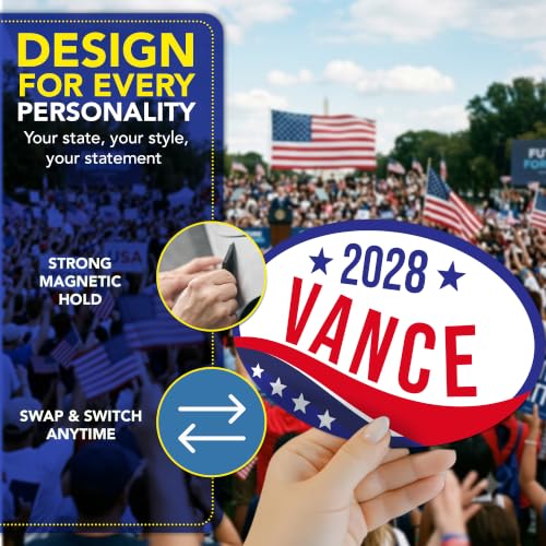 Magnet Me Up J.D. Vance Republican Supporter Car Magnet 4"x6" Patriotic Wave Oval Magnetic Decal for Car, Truck SUV, Republican Election Campaign Bumper Accessory, UV Printed, Crafted in the USA