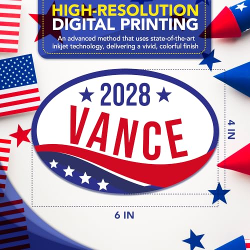 Magnet Me Up J.D. Vance Republican Supporter Car Magnet 4"x6" Patriotic Wave Oval Magnetic Decal for Car, Truck SUV, Republican Election Campaign Bumper Accessory, UV Printed, Crafted in the USA