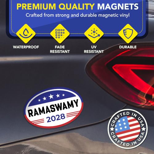 Magnet Me Up Vivek Ramaswamy Republican Supporter Car Magnet 4"x6" American Flag Oval Magnetic Decal for Car Truck SUV, Republican Election Campaign Bumper Accessory, UV Printed, Crafted in the USA