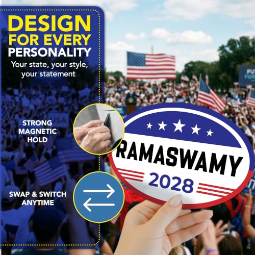 Magnet Me Up Vivek Ramaswamy Republican Supporter Car Magnet 4"x6" American Flag Oval Magnetic Decal for Car Truck SUV, Republican Election Campaign Bumper Accessory, UV Printed, Crafted in the USA